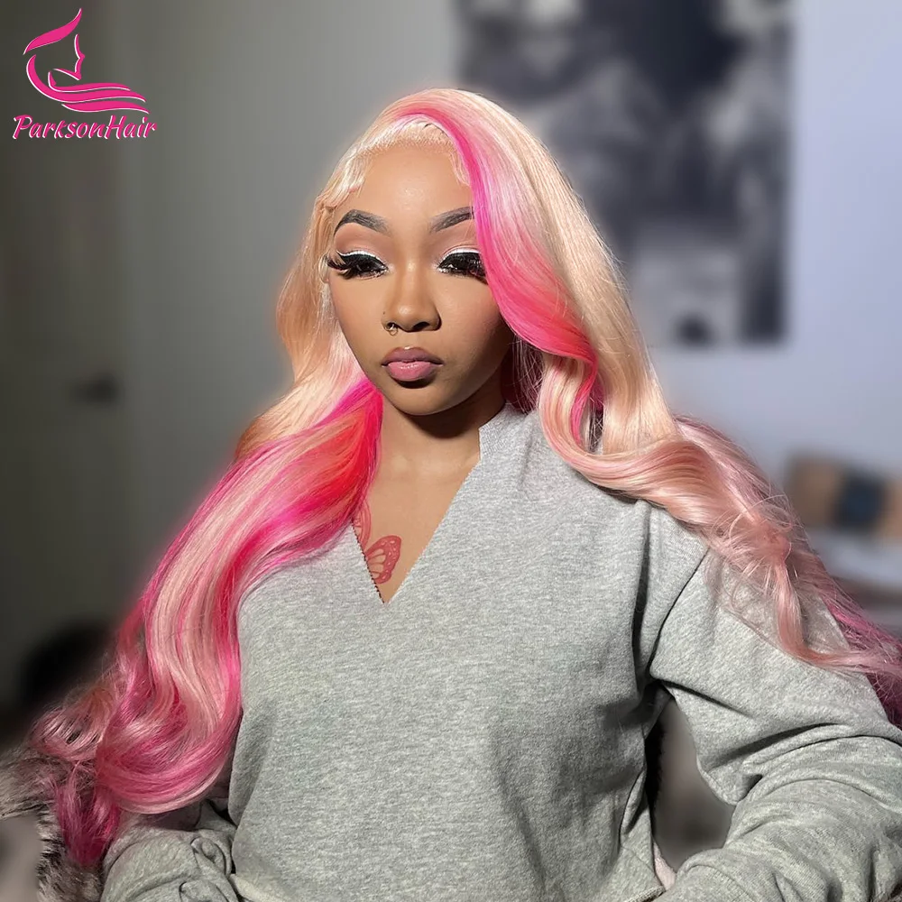 13X6 Transparent Lace Frontal Wigs Dark Pink Body Wave 13X4 HD Lace Front Wig 250 Density 613 Colored Human Hair Wigs For Women