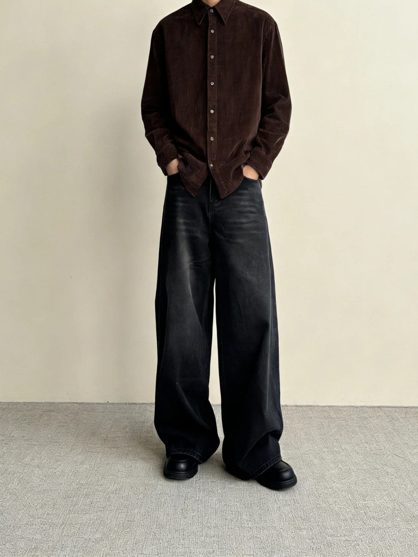 Stylish Black Men's Baggy Jeans Pant For Man Original Y2K Drip Fashion Denim No accessories or belts included