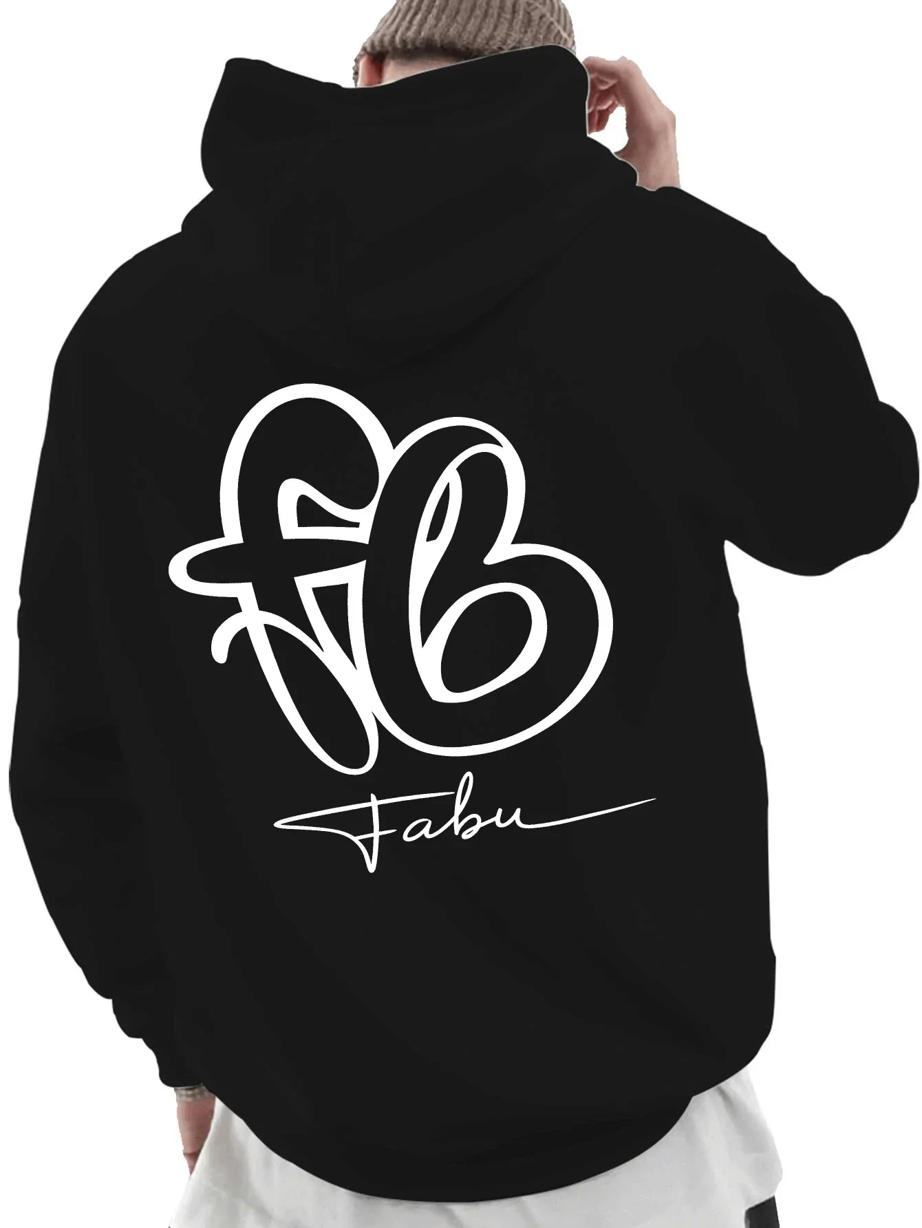 Men Oversized Hoodie Autumn Winter FB Fabu Graffiti Monogram Signature Big Back Print Street Loose Pullover Sweatshirt