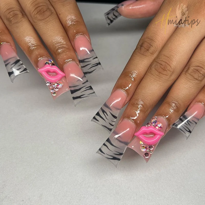 3D Acrílico Nail Charms para Manicure, Pink Lip, Lábios, Metal, Nail Art Jóias, Projetos de luxo, Decoração DIY