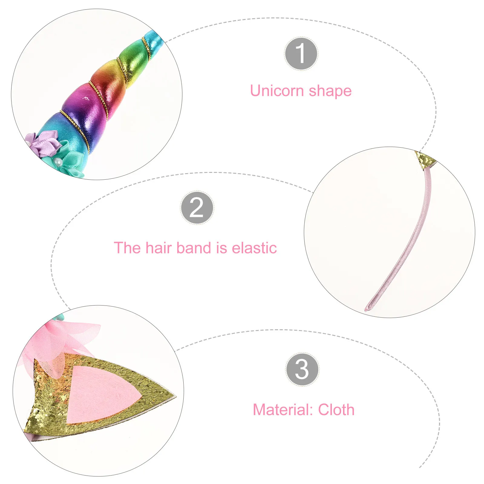 Unicorn Hair Hoop for Kids Comfortable Size Lightweight Non-Deformation Children Hair Bands Party Birthday Costume Accessories