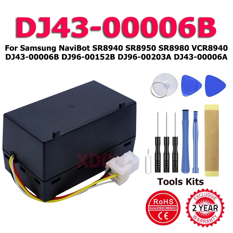 

XDOU DJ43-00006B Battery For Samsung NaviBot SR8940 SR8950 SR8980 VCR8940 DJ43-00006B DJ96-00152B DJ96-00203A DJ43-00006A + Tool