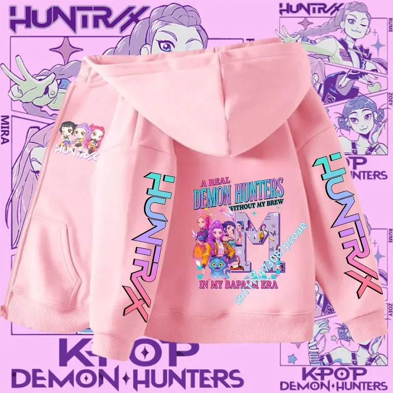 

Детская толстовка с капюшоном на молнии Letter A-Z Kpop Demon Hunter, весенне-летняя куртка, спортивная рубашка для мальчиков, повседневный топ для девочек