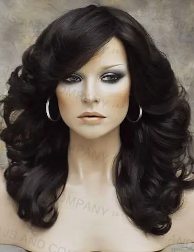

Feathered Farrah Hair Do Brown open curls layered Bangs Hair piece NWT 6
