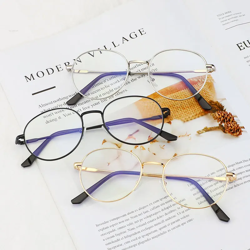 

New round Men's and Women's Artistic Glasses Harajuku round Myopia Glasses Anti-Blue Light Women's Myopia Glasses Degrees