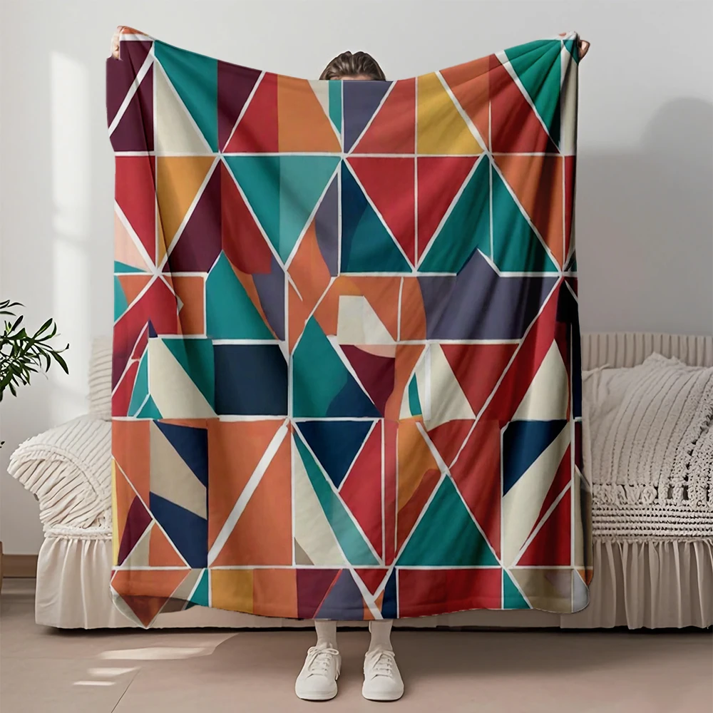 

Featured Flannel Bed Blanket Abstract Geometric Design Of Collection Traditional Decorative Throw Reversible Blanket