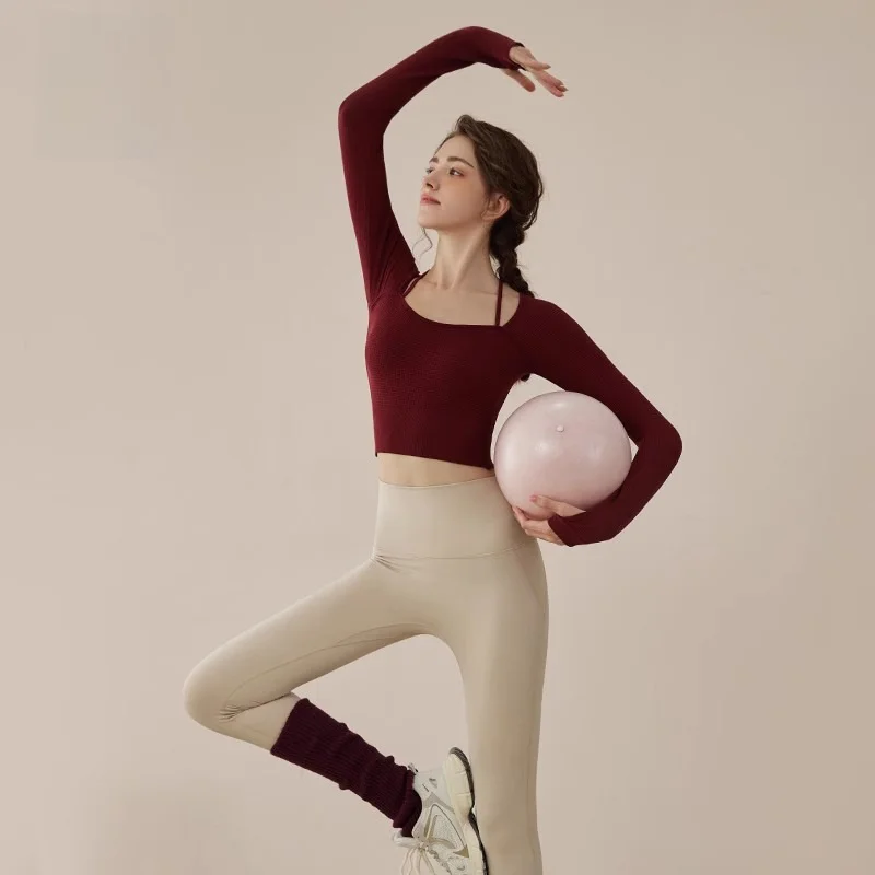 

Женская одежда для йоги, быстросохнущие дышащие топы с длинными рукавами, профессиональные тренировки пилатеса, фитнес, спорт, оптовая продажа, новинка