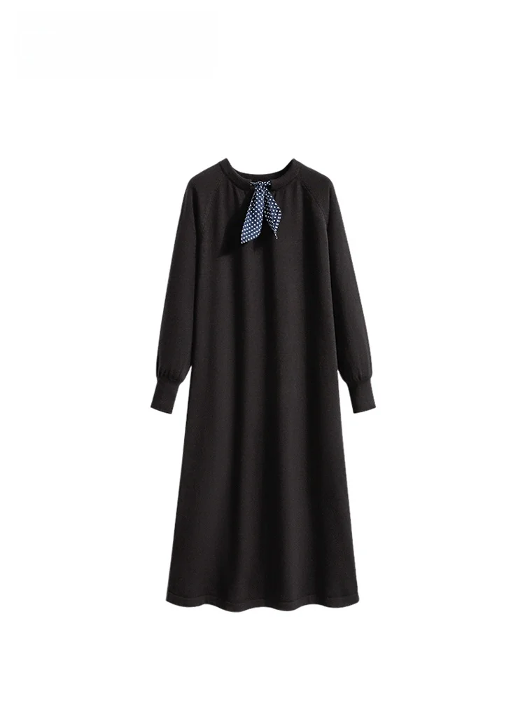 

Плюс Размер Длинный Свек круглый Ne Dr Женский осенний модный Ele College Sle Вязаный полиэстер миди Dr Корейский Sle