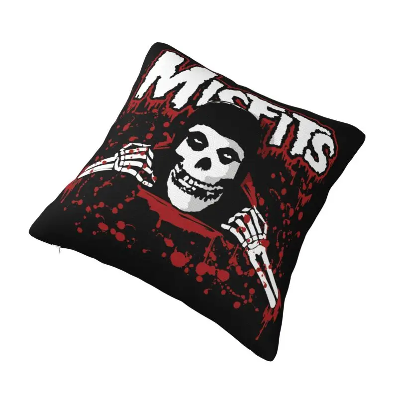 Custom Luxury Rock Punk Band Misfits Skull Face Sofa Cushion Cover Polyester Heavy Metal Throw Pillow Case