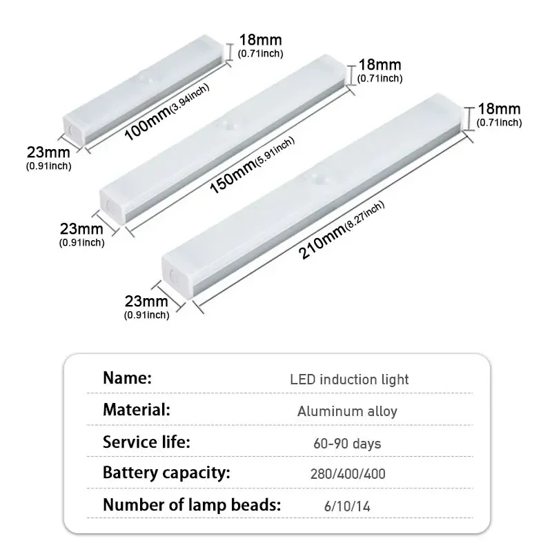 Car Sensor Light for Trunk Hood USB Rechargeable Automatic Induction Light Bar Magnetic Maual/Sensing Mode Lamp Reading Lights