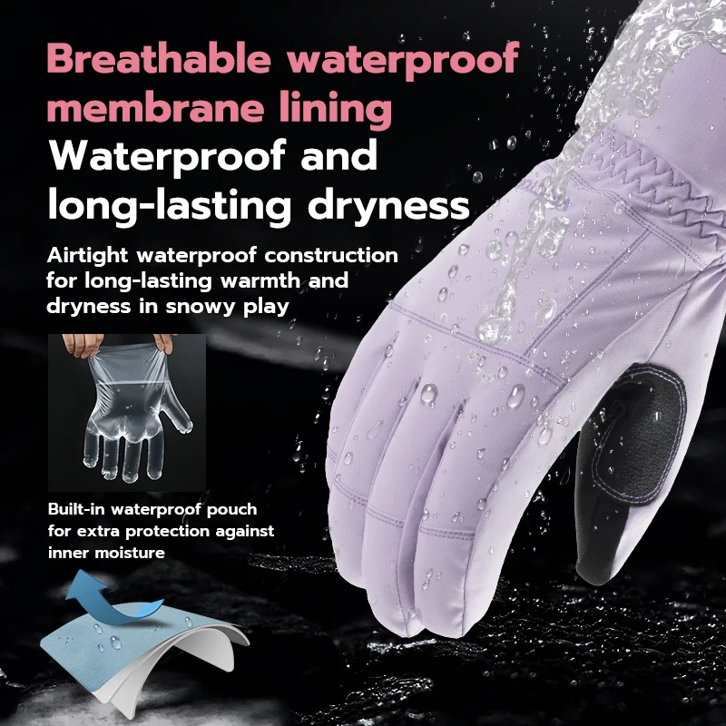 ناقلات لمس P القطن قفازات التزلج مقاوم للماء ارتداء مقاومة بولي Palm النخيل مقاومة للرطوبة الدافئة الرجال والنساء خمسة أصابع قفاز