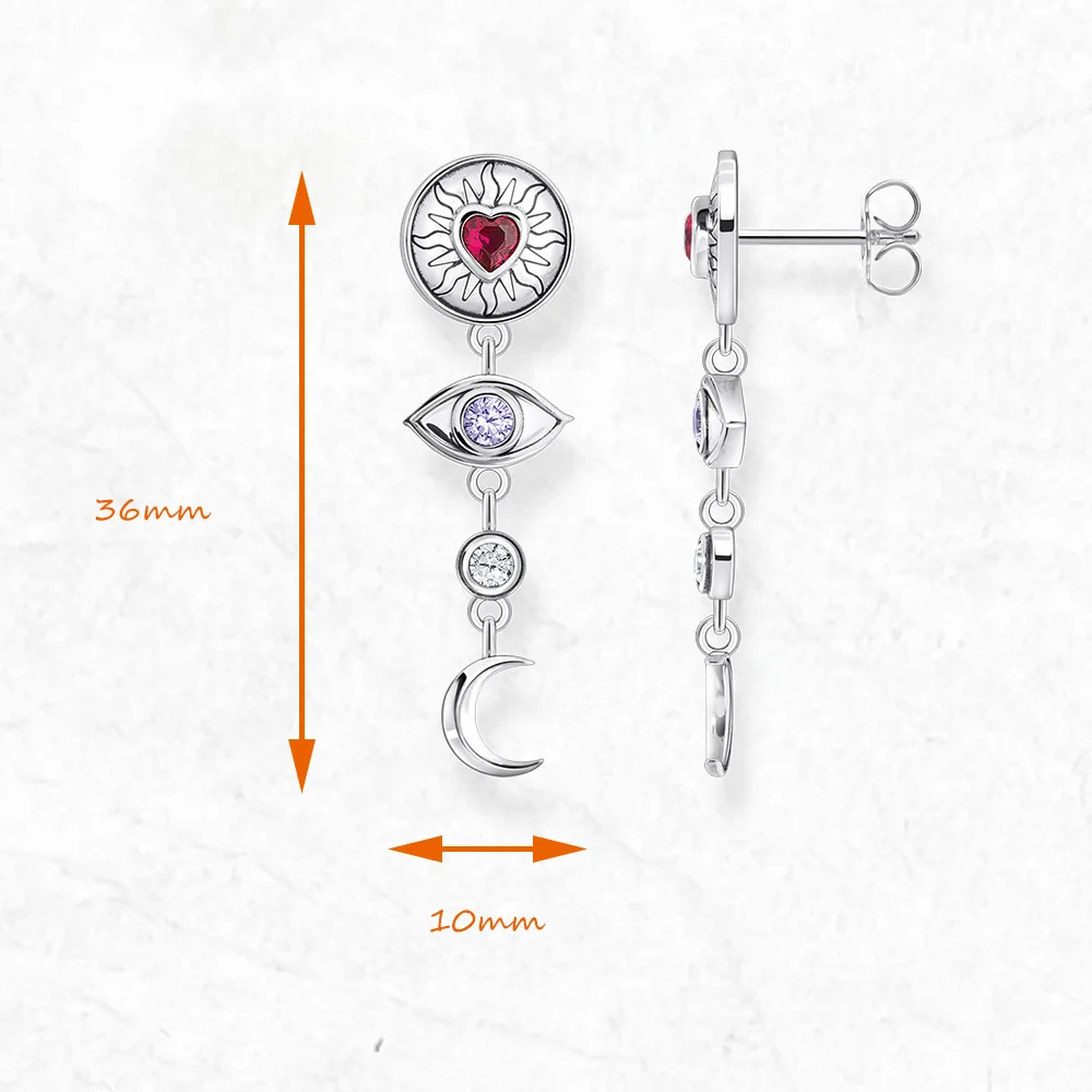 Eye Moon Sun Heart Lucky Earrings Talismans Jewelry For Women Bohemia Gift In Sterling Silver 925