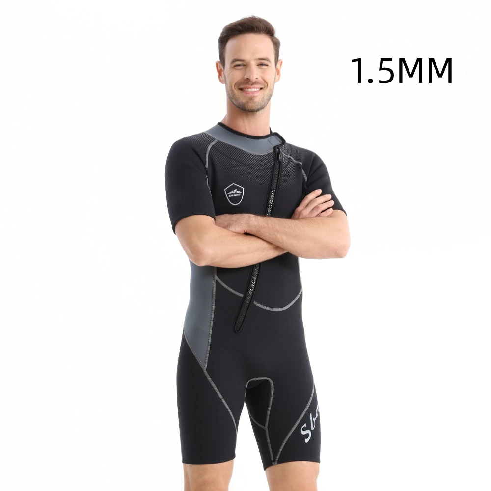 

Men 1.5MM Neoprene Short Sleeve Front Zipper Surfing Kayaking Snorkeling Swim WetSuit Scuba Keep Warm Spearfishing Diving Suit