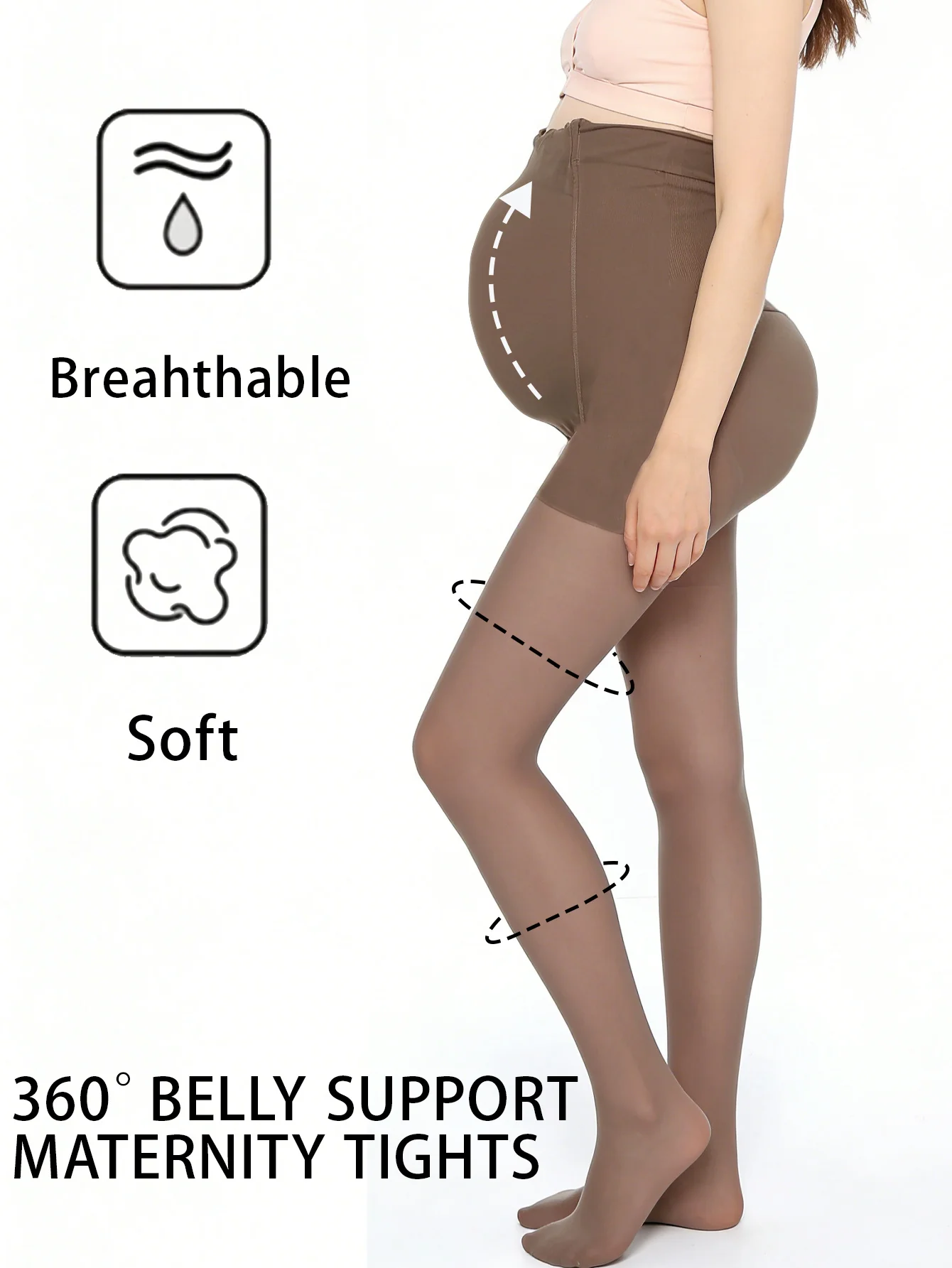 1 pc Maternity Solid Black Footed Sheer Nylon Tights | Belly-Support Minimalist Pantyhose for Spring & Autumn Transition