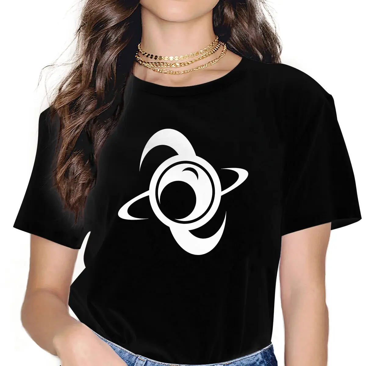 Plasma Coil Ratchet Deadlocked Women T Shirt Fibre Punk O-Neck Polyester TShirt