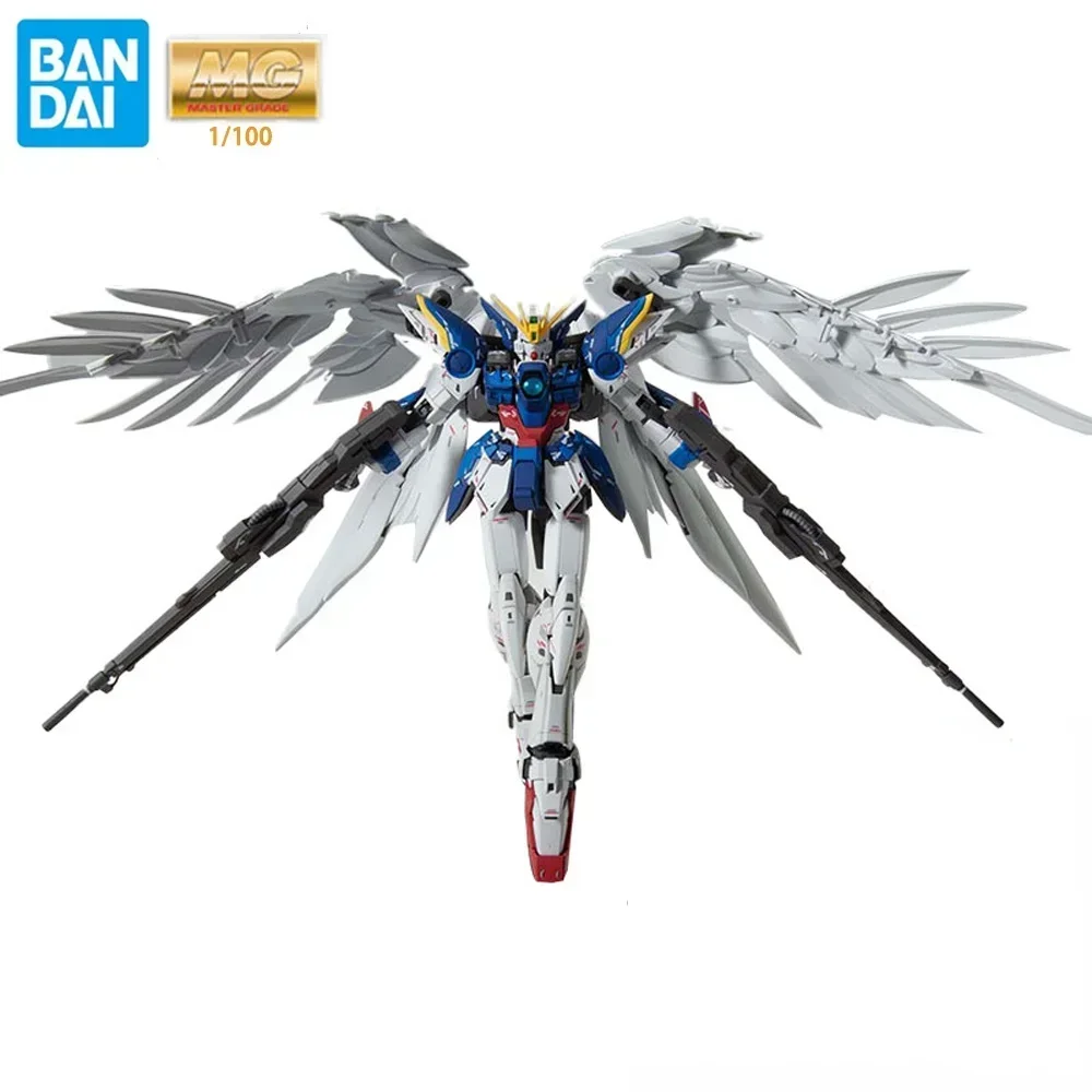 Original Bandai Gundam Anime Figure MG 1/100 Wing Gundam Zero Ver. KA PB Limit Style Robot Assembly Model Toys for Children