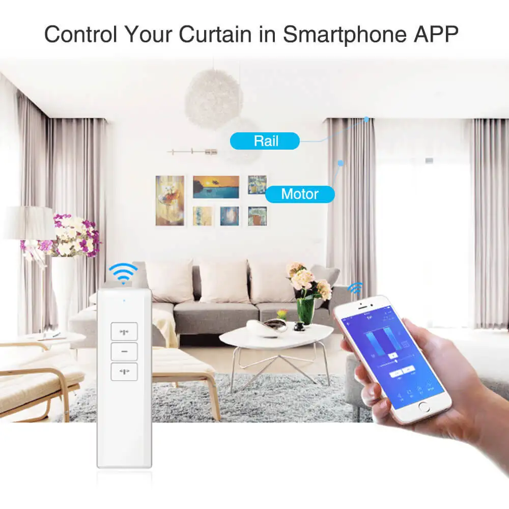 Smart Wifi Motor Ewelink 5.2m Adjustable Length Kit Curtains Track Rail Cornice Window Curtains System Alexa Home Automation