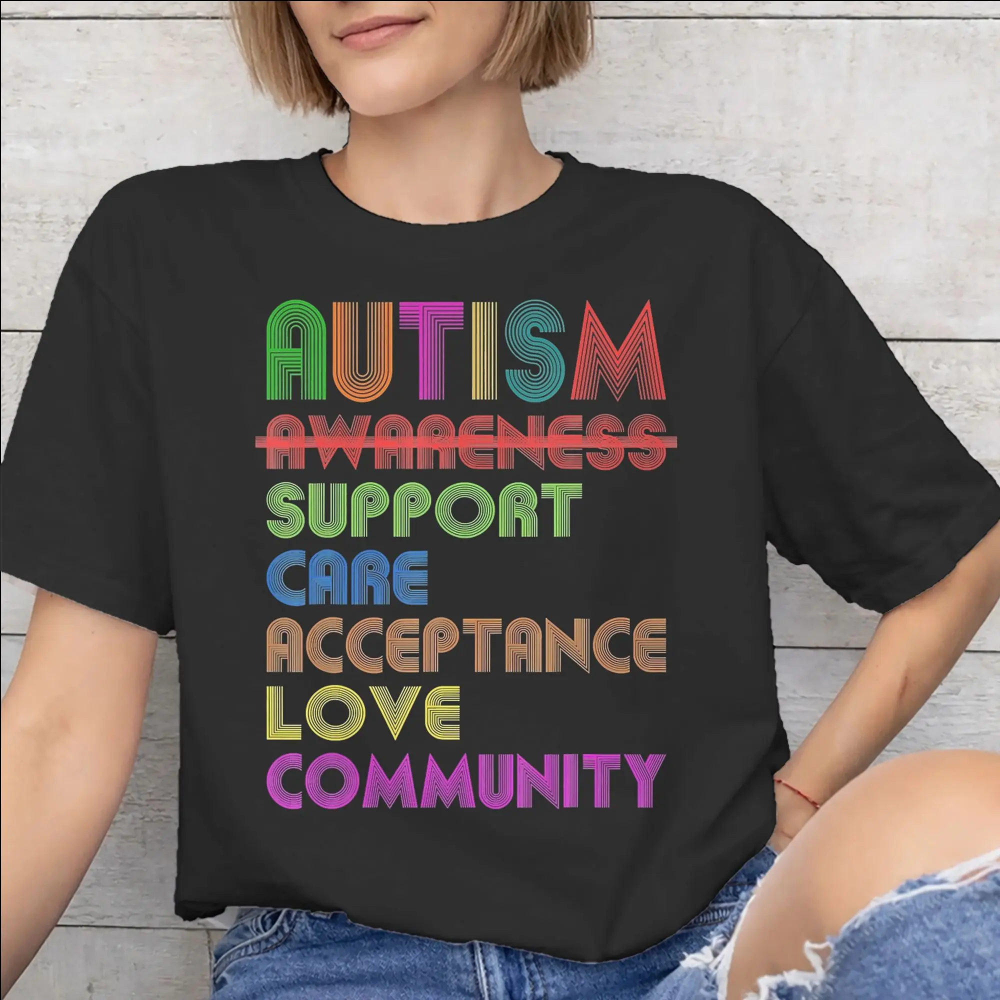 Autism Awareness Respect Love Support  Accessories Men Women T Shirts Pure Cotton Tee Graphic Printed  T-shirt Clothing
