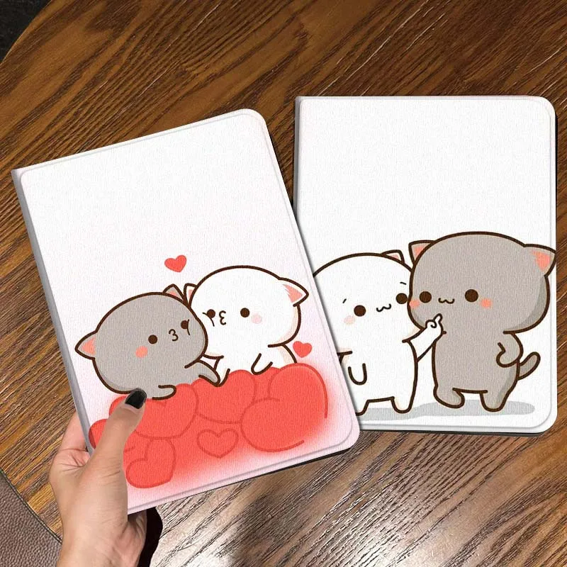 

Cartoon Two Cats Hearts Tablet Case For Apple iPad Air Pro mini 1 2 3 4 5 6 7 8 9 11 M2 M3 M5 M4 5th 6th 7th 10th 11th Gift