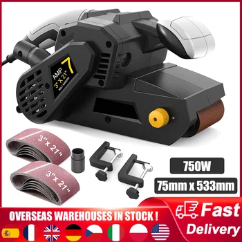 목공 750W 벨트 샌더, 전기 테이블 샌더, 가변 속도, 2 인 1 진공 청소기 어댑터 벨트 샌딩 그라인딩 기계