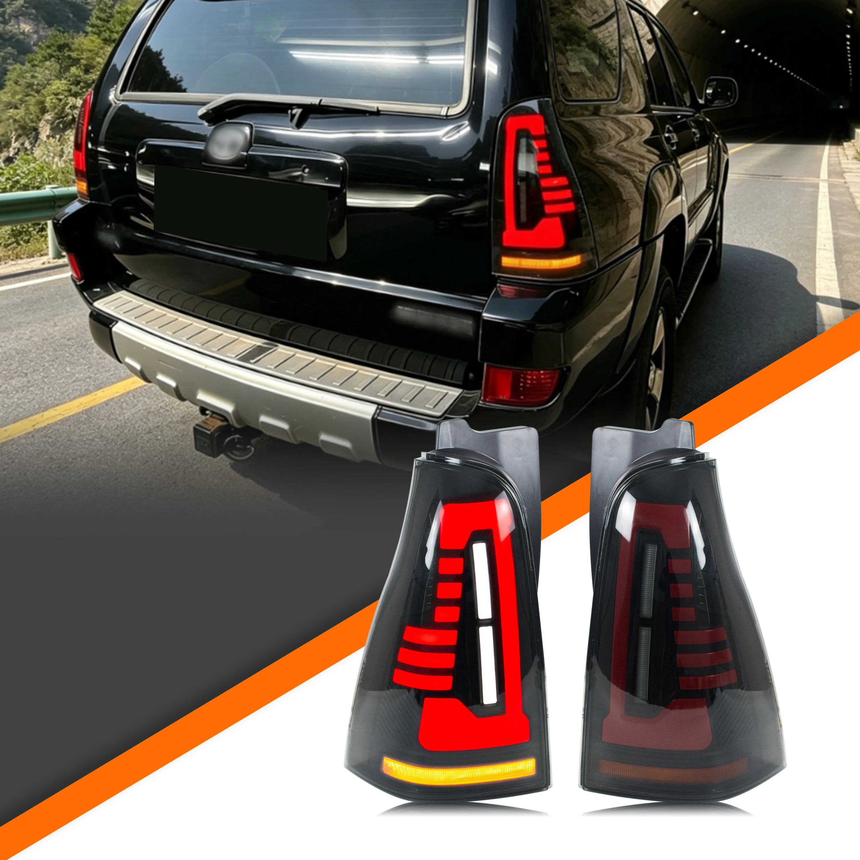 LED Tail Lights for Toyota 4Runner 2003-2009 4th Gen SR5 TRD Start-up Animation Sequential Turn Signal Black Rear Lamps Assembly