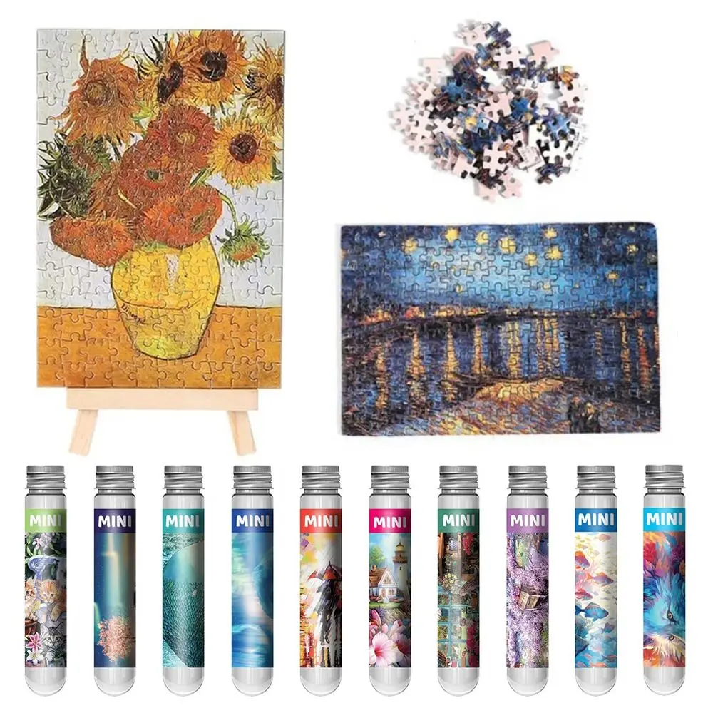 150PCS/Set Cartoon Oil Painting Jigsaw Puzzles Gifts Mini Oil Painting Jigsaw Test Tube Family Educational Toys Adult Children