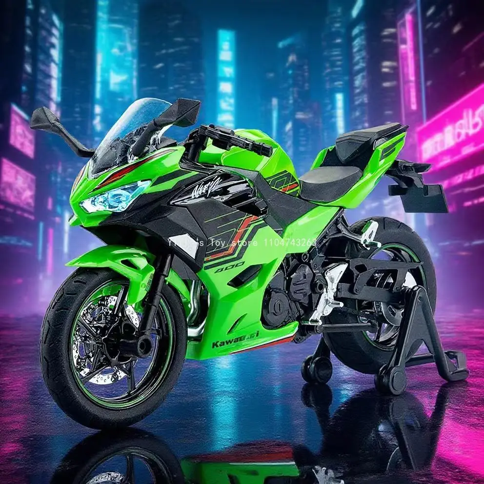 

Литая под давлением модель мотоцикла Kawasaki 1:12 — звуковые и световые эффекты — подлинные детали — веселье для детей и любителей мотоциклов 25A30