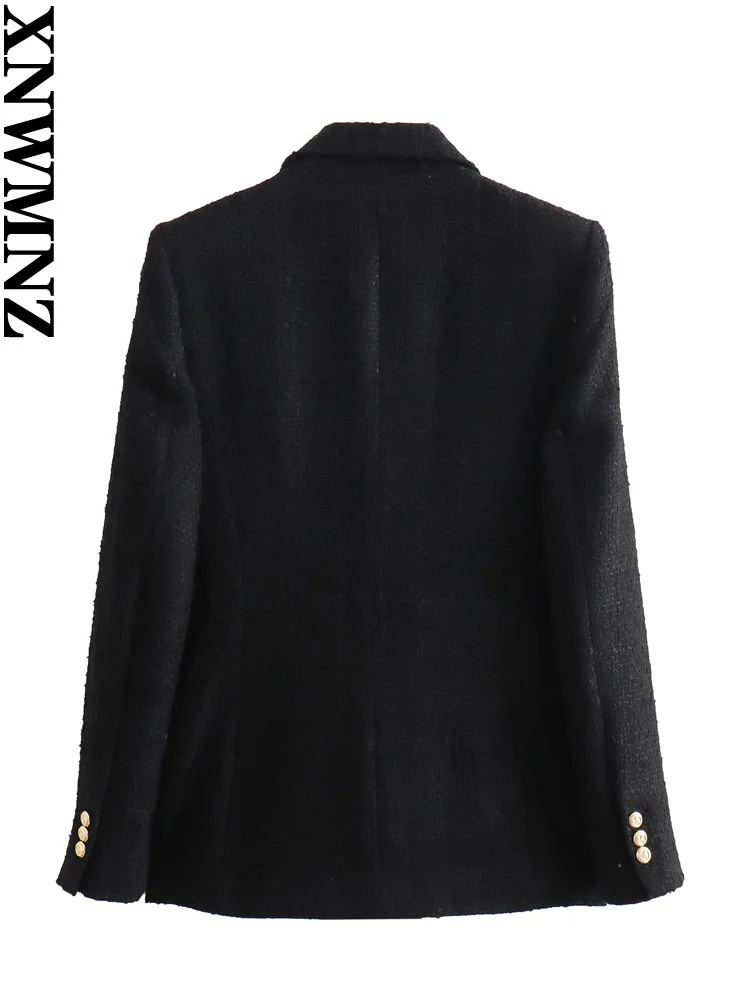 XNWMNZ-Double Blazer Texturé pour Femme, Manteau Trempé Rétro, Col à Revers, Manches sulf, Polyvalent, Mode Femme, Automne, Hiver, 2023