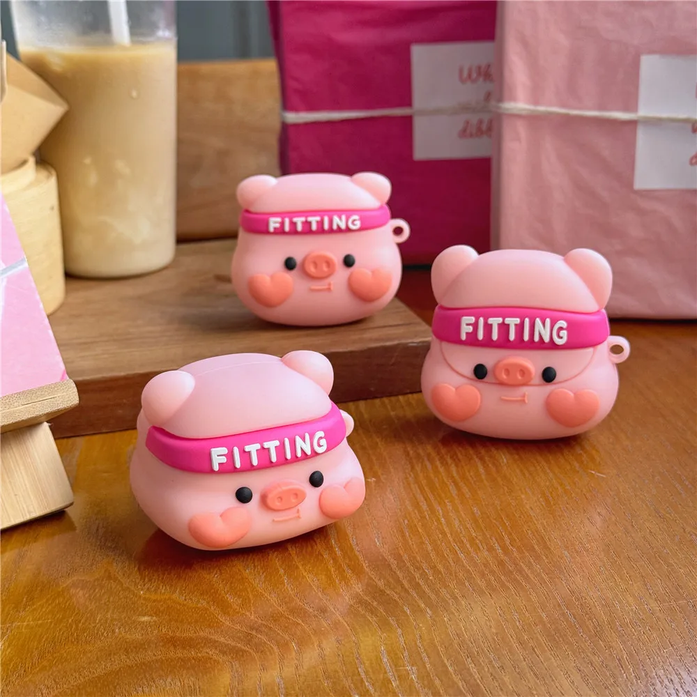 For Xiaomi Redmi Buds 3 4 Pro Lite Active Earphone Cases Cartoon Pig Soft Silicone Protective Cover For Xiaomi Buds Accessories