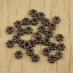 400pcs 4mm antiqued copper tone 4mm wide daisy flower spacer findings h0706