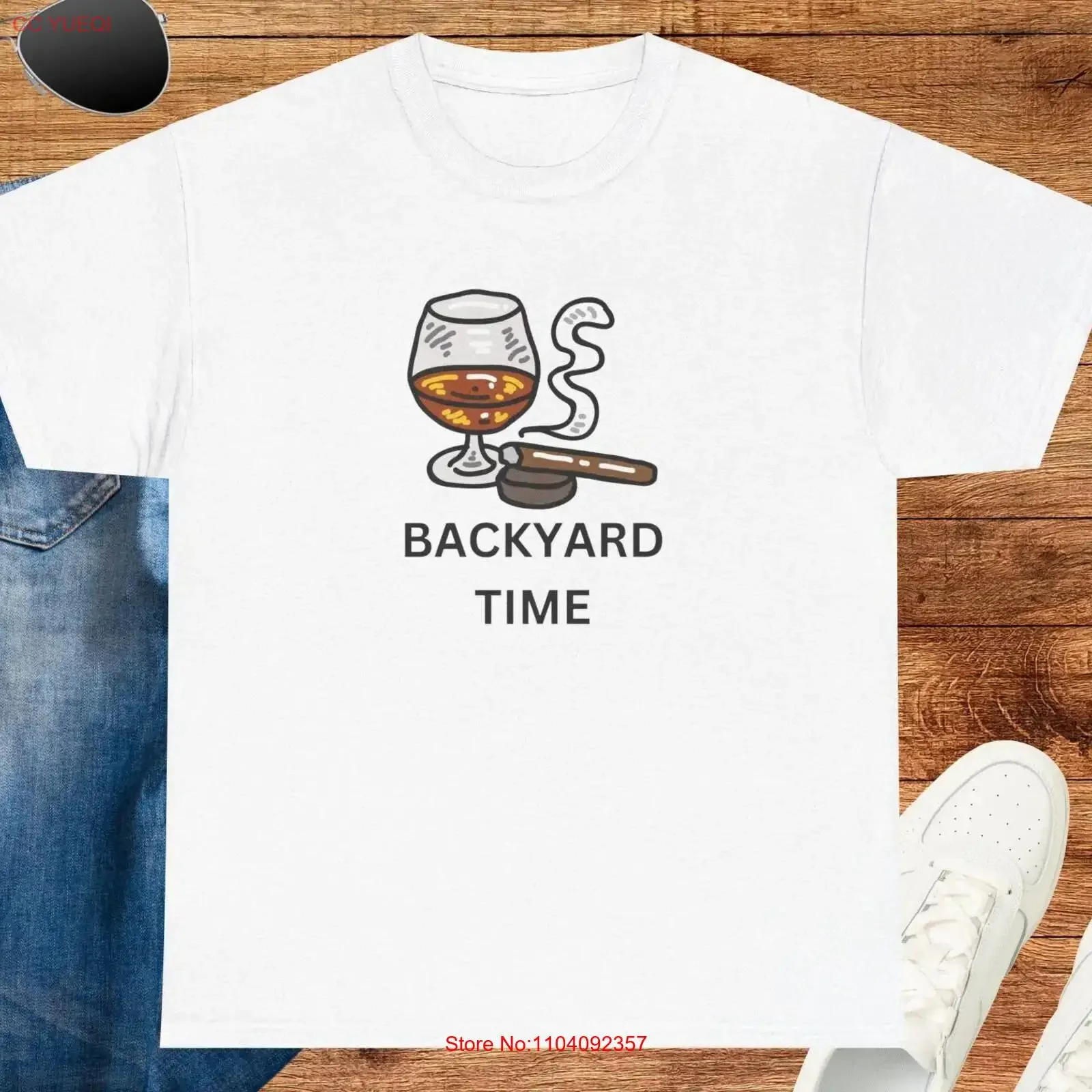 تي شيرت قطني ثقيل وقت الفناء الخلفي مريح كاجوال صيفي المشاعر للشواء يجمع الزي مثالي للأصدقاء والمناسبات العائلية في الهواء الطلق #1