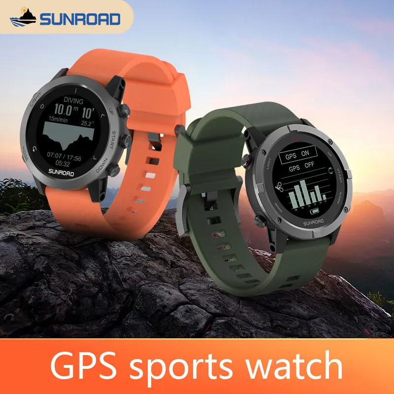 Sunroad Nieuwe Gps Sporthorloge Voor Swim Run Klim Kompas Barometer Waterdicht Heren Fitness Tracker Horloges Reloj Hombre