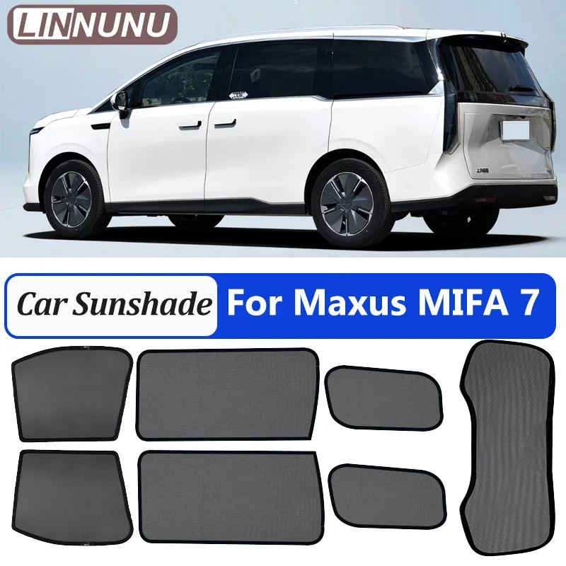 Магнитная солнцезащитная шторка для MG Maxus MIFA 7 EV 2025 2026, черная сетчатая шторка для боковых окон, защита от УФ-излучения, аксессуары для интерьера