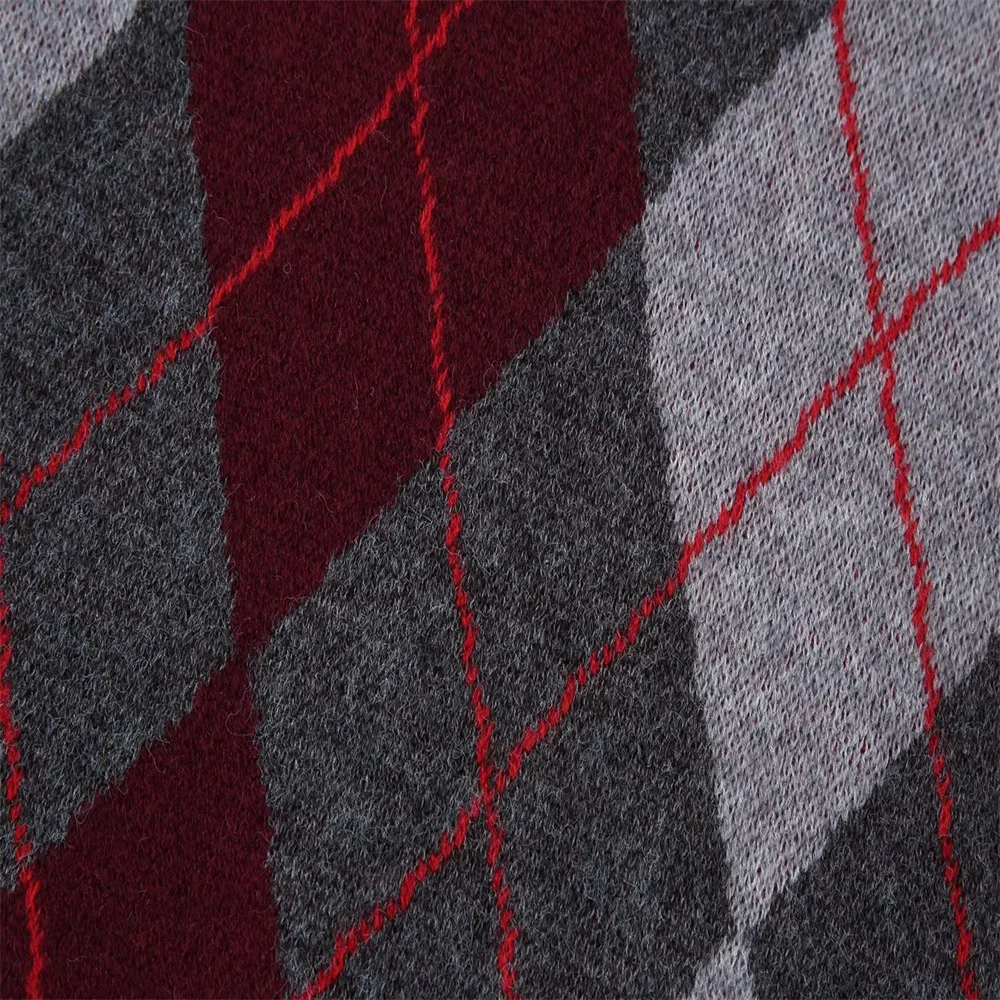 Pull rétro à manches longues et col rond pour femme, vêtement rétro avec grille de diamant contrasté, nouveau style de tempérament, automne et hiver