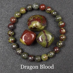 Pulsera de piedra de sangre de dragón Natural para hombre y mujer, brazalete de cuentas de piedras naturales reales, joyería de gemas, jaspe de piedra de sangre genuina