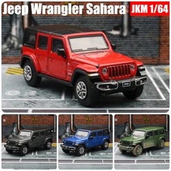 Jeep Wrangler Sahara Rubicon miniatura, coche de juguete JKM, vehículo deportivo SUV, ruedas gratis, Metal fundido a presión, regalo de colección, 1:64, 1/64