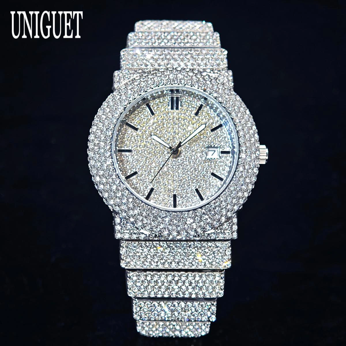 Hot Sale Hip Hop Iced Watch For Man Fashion Waterproof Quartz Wristwatch Men Luxury Diamond Jewelry Reloj Hombre Dropshipping
