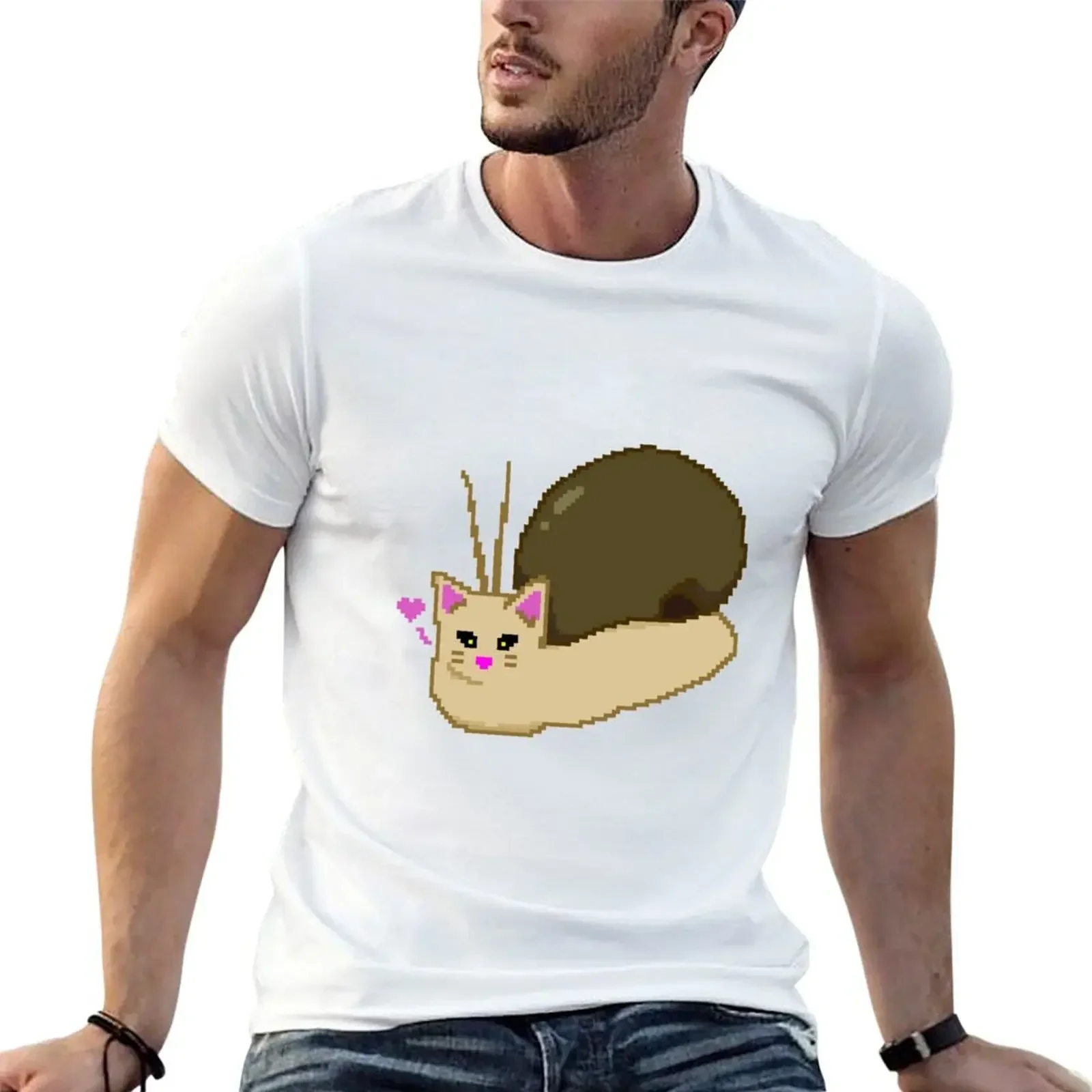 8-bit snail cat T-Shirt tees aesthetic clothes vintage clothes mens graphic t-shirts anime