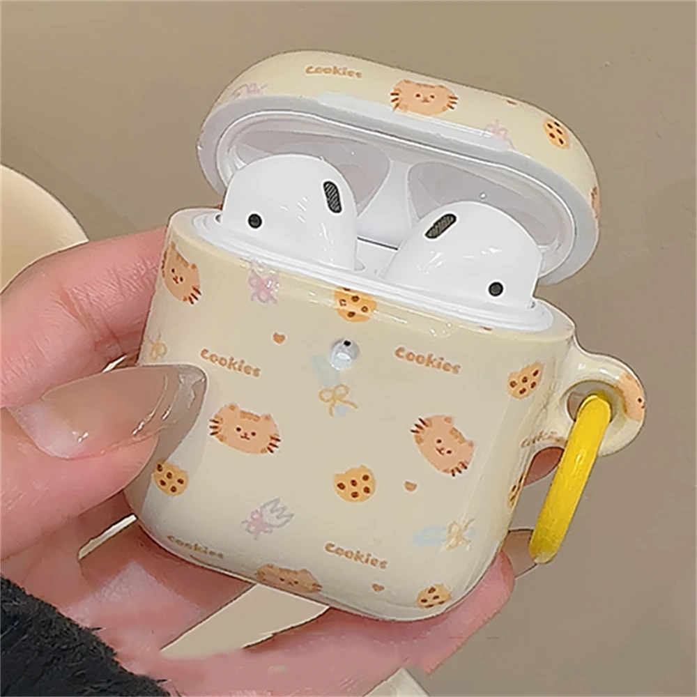 Korean Cute 3D Cartoon Cheese Cat Headphones Case For AirPods 1 2 3 With Kaychain Protective Shell Soft Cover For AirPods Pro 2