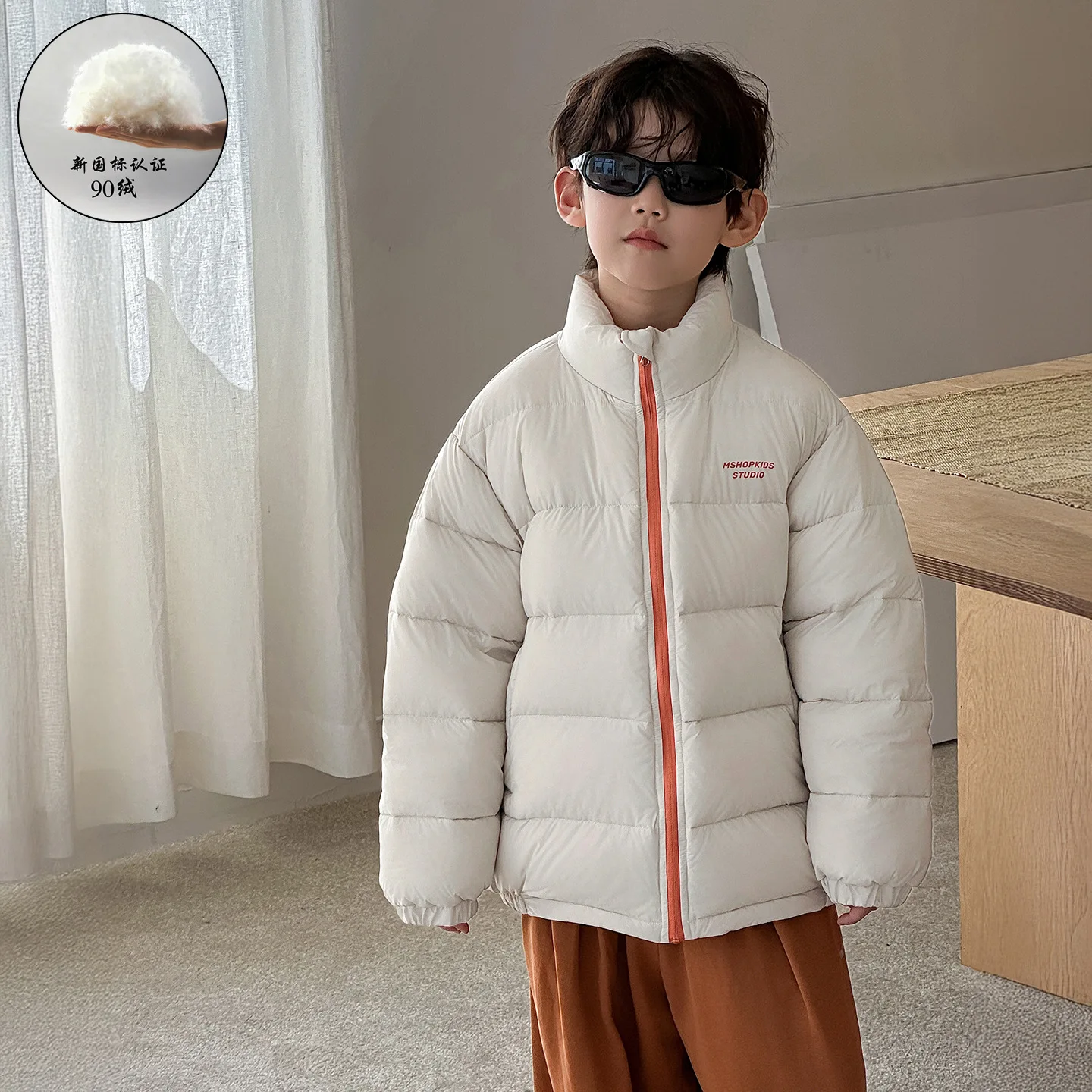 

Children Clothes Boys Down Jacket Autumn Winter Korean Style 2025 New White Duck Down Coat Solid Color Warm Casual Coat