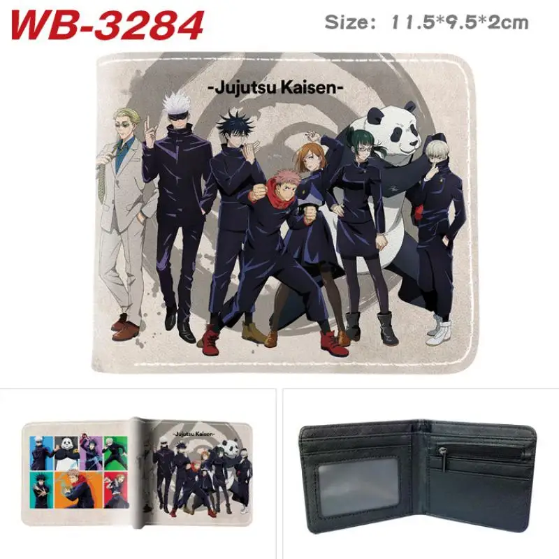 New Anime Jujutsu Kaisen Itadori Yuji Cartoon Short Wallet Pu Leather Two Fold Wallet Protective Cover Capacity Storage Card Bag