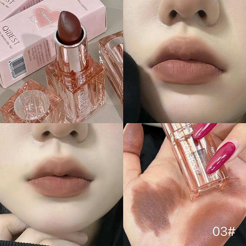 QIBEST Miękka Mousse w Płynie - Pomadka do Ust, Aksamitny Mat, Makijaż, Nie Klei Się, Lip Mud, Koreański Kosmetyk, Trwały Tint do Ust