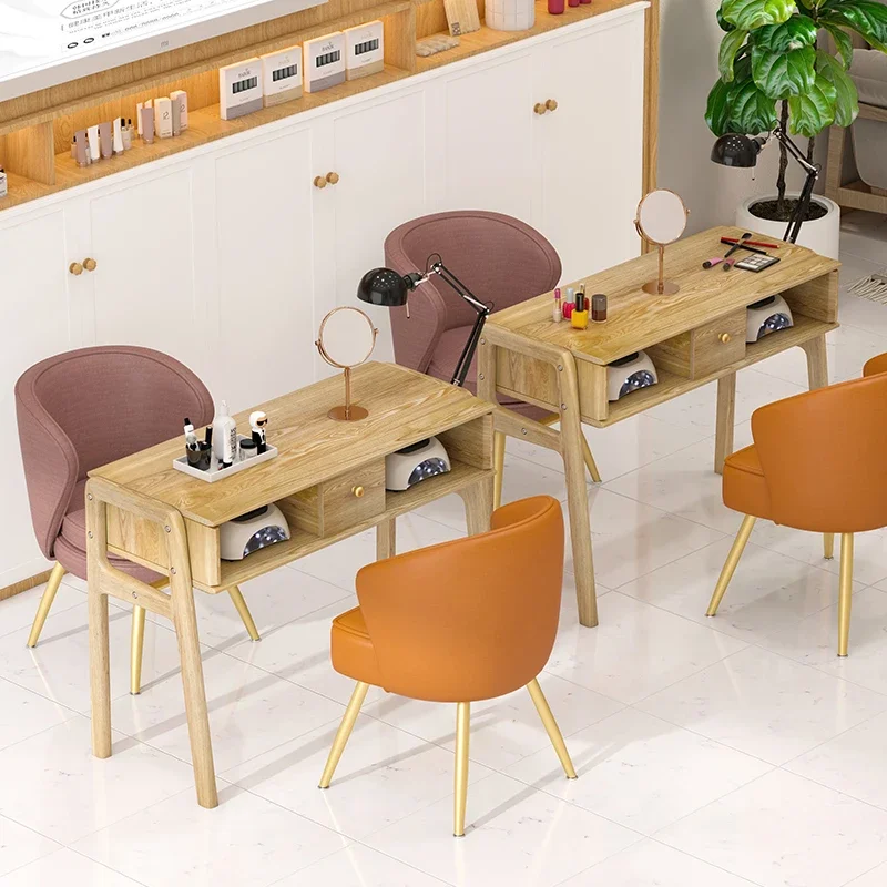 

Professional Luxury Wood Nail Tables Manicure Makeup Modern Design Nail Tables Living Room Mesa Manicura Salon Furniture MR50NT