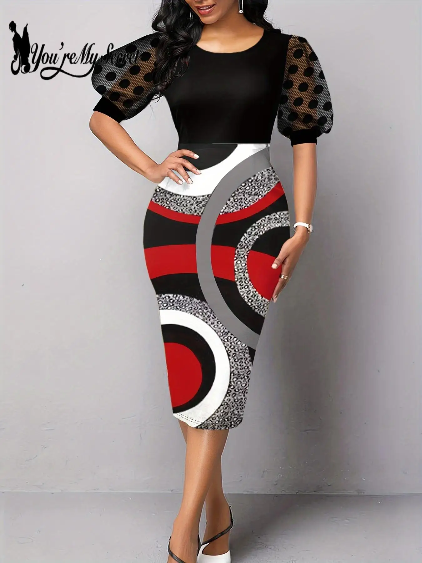 [You're My Secret] Summer African Dresses for Women Africa Clothing Elegant Office Sexy Cocktail Lady Night Party Slim Dress