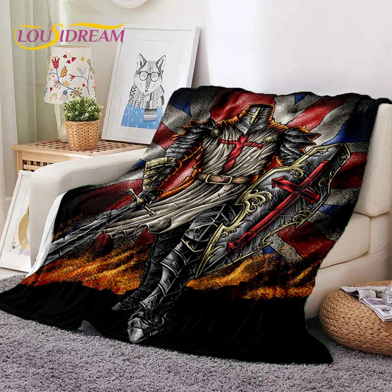 Templar Knight Cavalier Crusaders Cartoon Soft Flannel Blankets,Throw Blanket Comfortable Blanket for Picnic Beds Home Bedroom