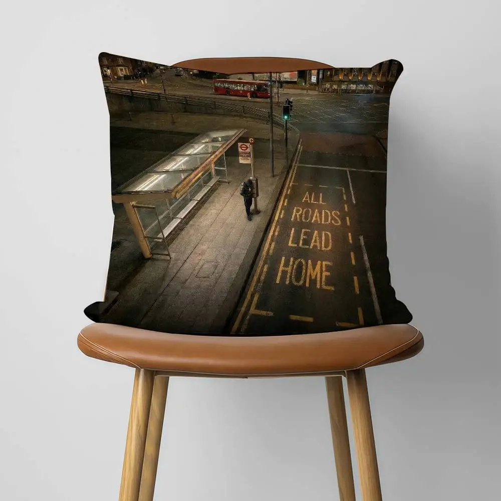 

C-Central Cee ALL ROADS LEAD HOME 30x30cm 45x45cm Pillow Case Decor Protective Covers Comfortable Soft For Sofa Living Room Home
