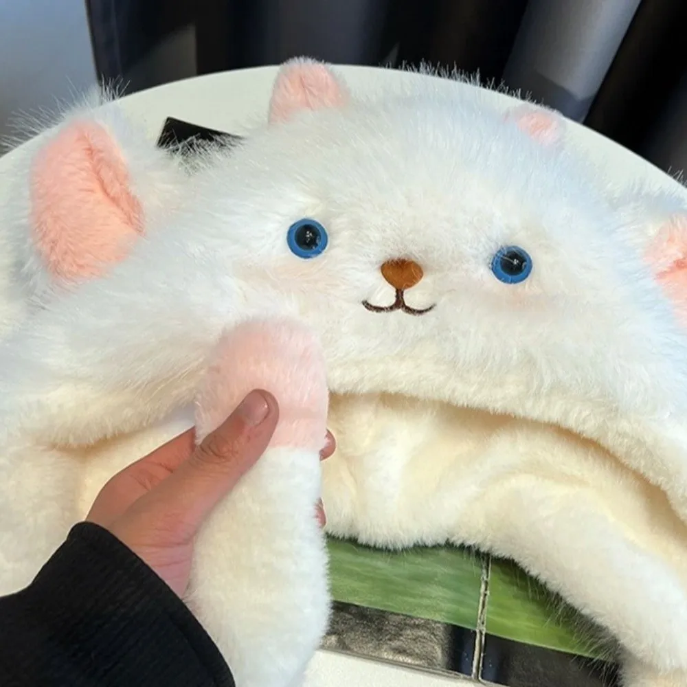 Cute Fluffy Fur Ear Protection Cap Windproof Thick Keep Warm Headgear Sheep Cartoon Sheep Mongolian Hat Women Fashion