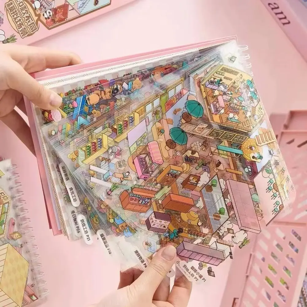 3D Three-dimensional Miniature Cartoon Landscaping Stickers Book Kawaii Scene Visual Stacking Stickers Children Gift-Options