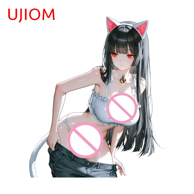 UJIOM Futa Cat Ears Girl Graffiti Wall Sticker Standing Posture Premium Creative Chic Scratch Proof Decal Living Room Decor