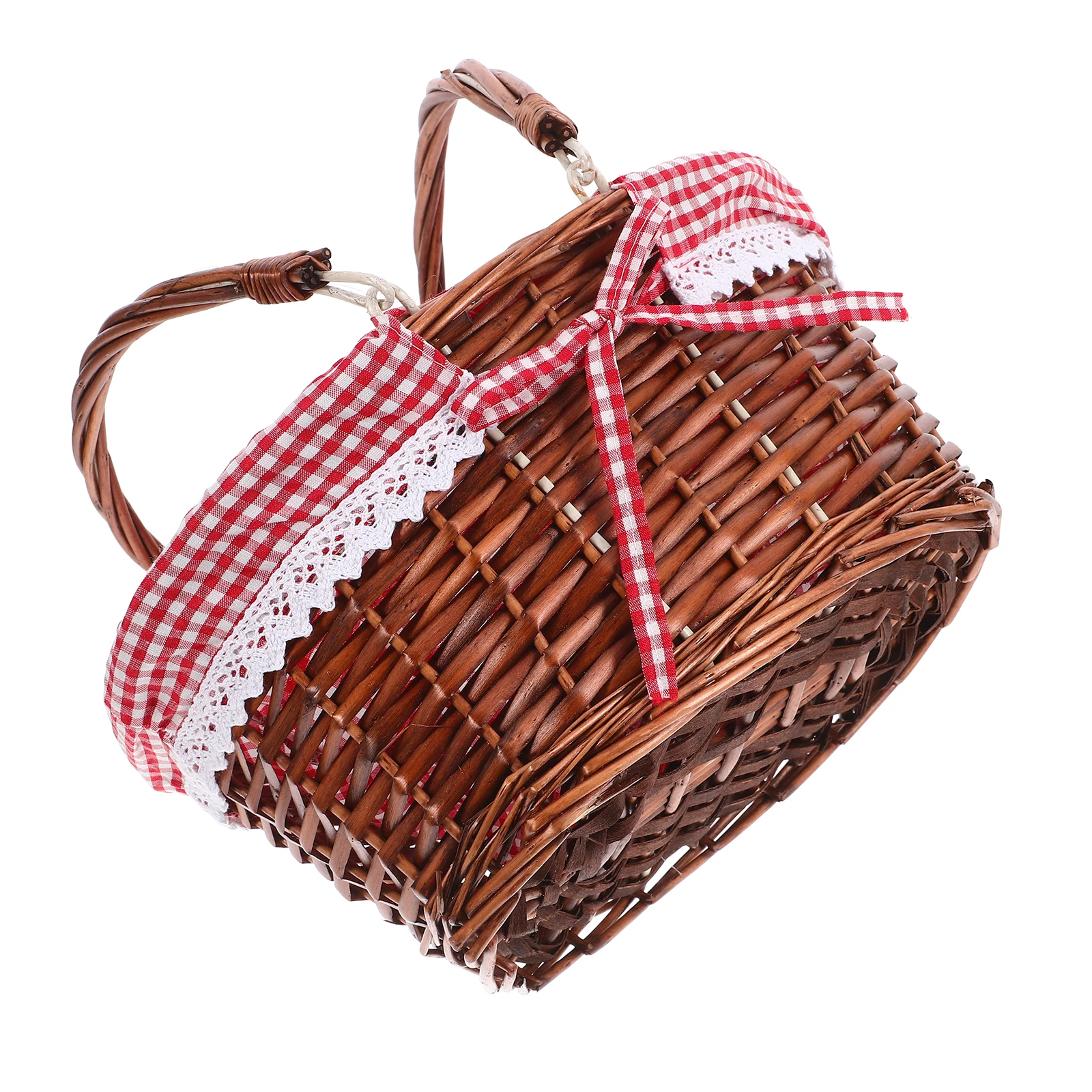 

Woven Picnic Basket Vintage Hand Baskets Liners Cloth Shopping Large Wicker Rustic Storage Solution Family Outings Social